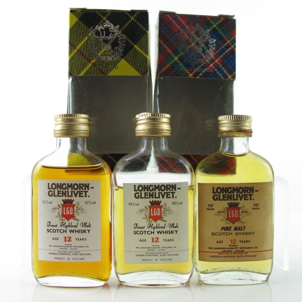 Longmorn 12 Year Old Selection 3 x Miniature / Including 1970s
