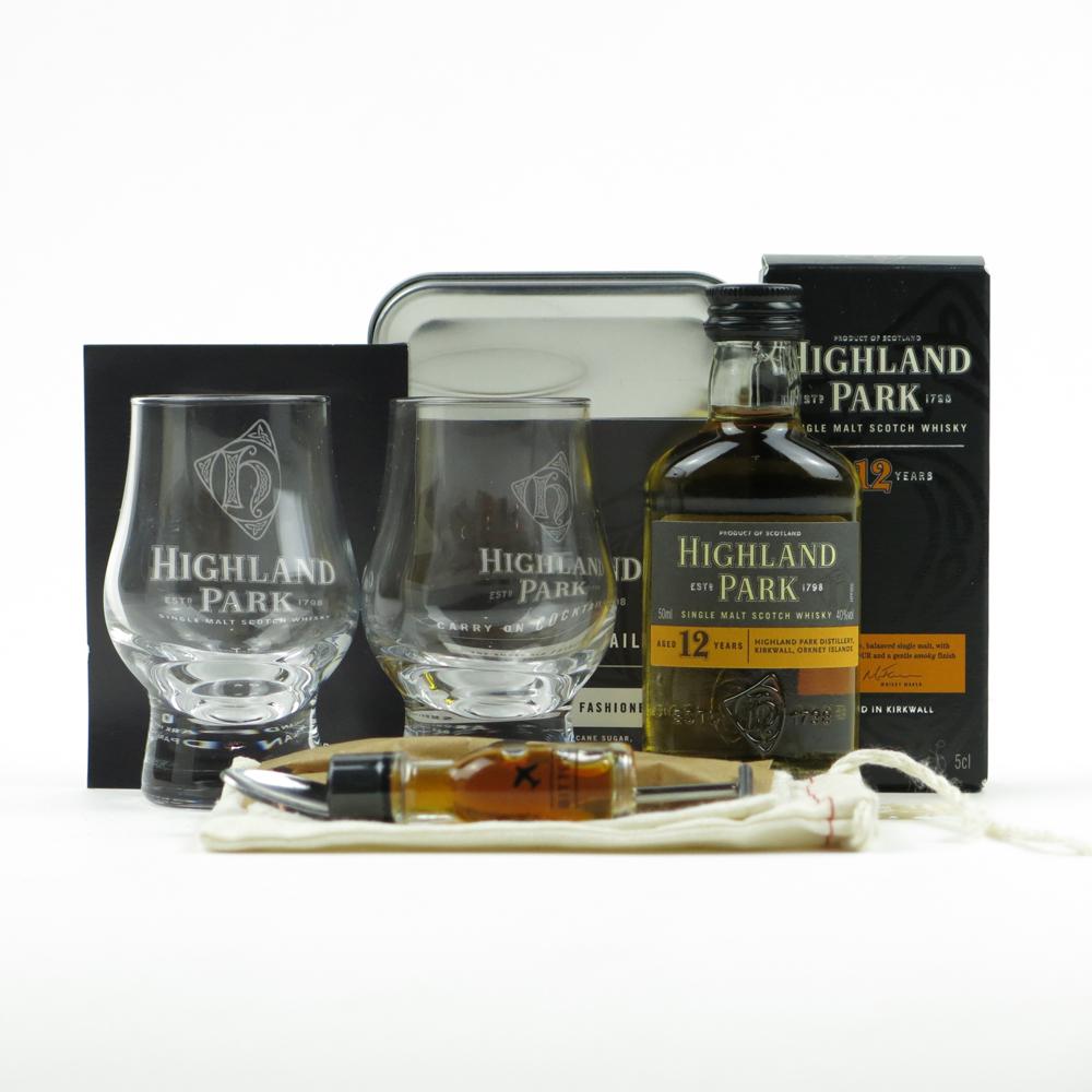 Highland Park Old 12 Year Old Miniature / Fashioned Cocktail Kit / Two Glasses