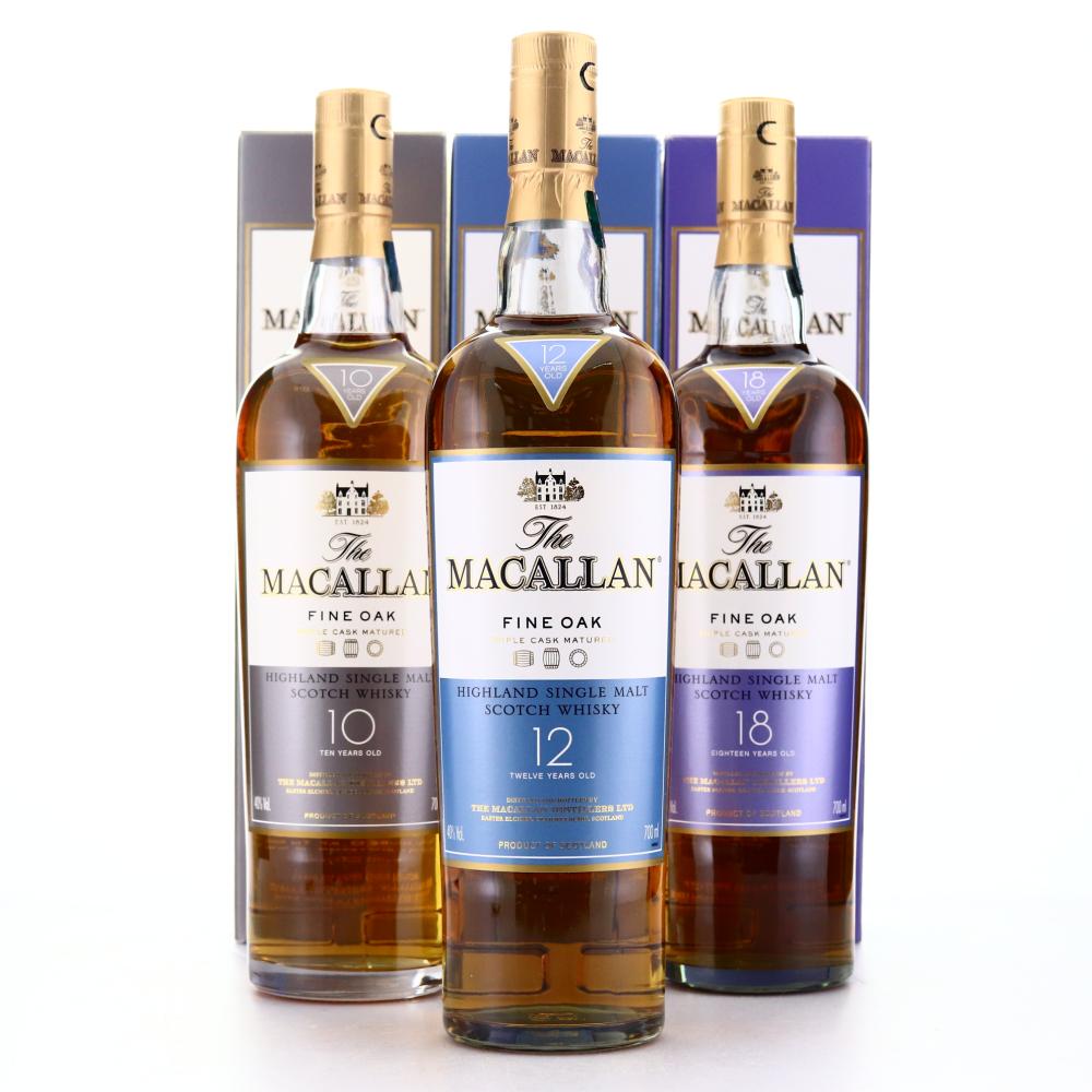 Macallan 10, 12 & 18 Year Old Fine Oak