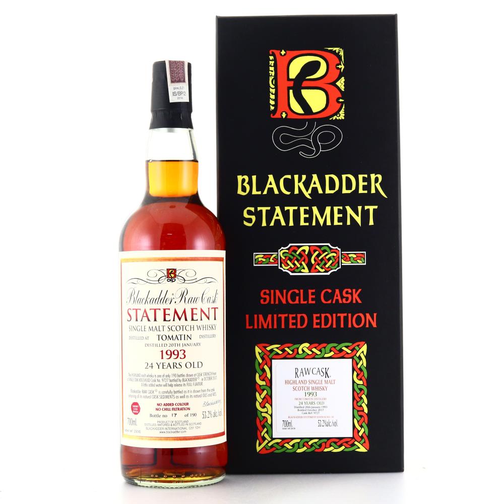 Tomatin 1993 Blackadder 24 Year Old Raw Cask Statement