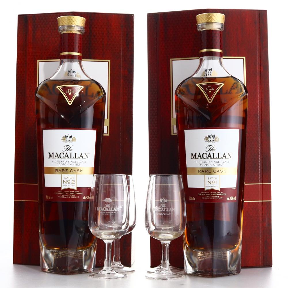 Macallan Rare Cask 2018 Releases 1 & 2 / Includes 4 x Branded Tasting Glasses