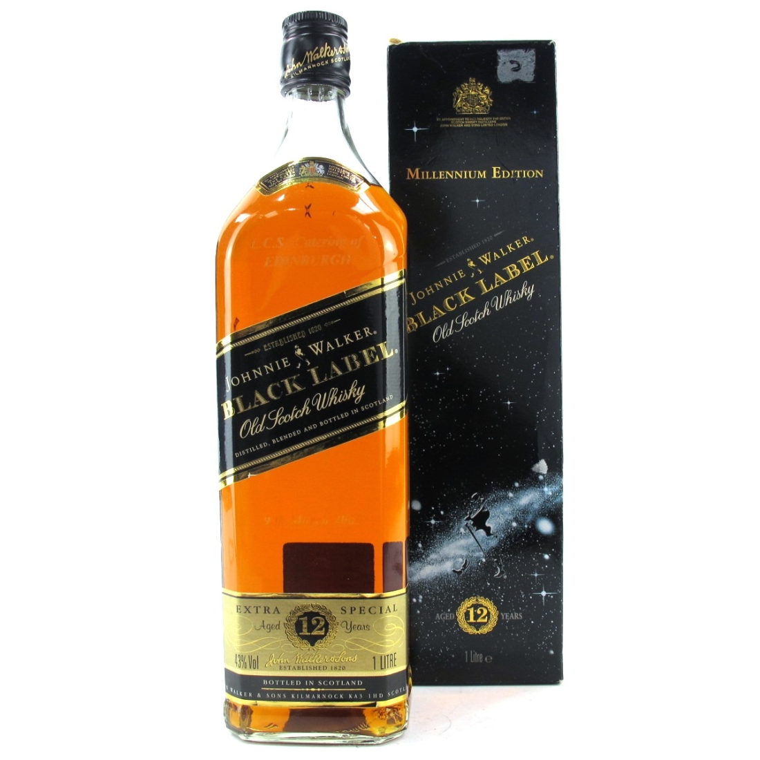 Johnnie Walker Black Label 12 Year Old 1 Litre / Engraved