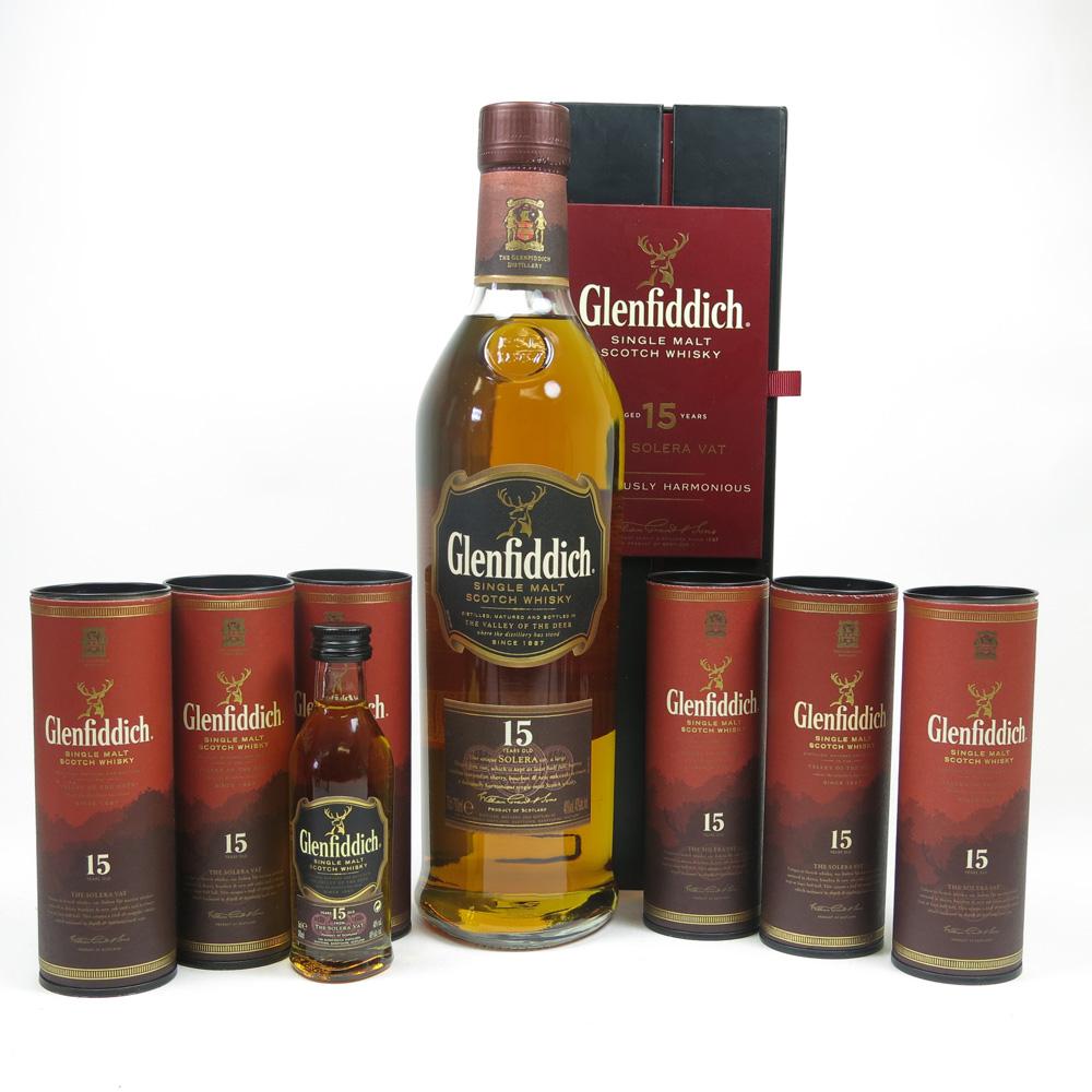 Glenfiddich 15 Year Old and Miniatures x 6