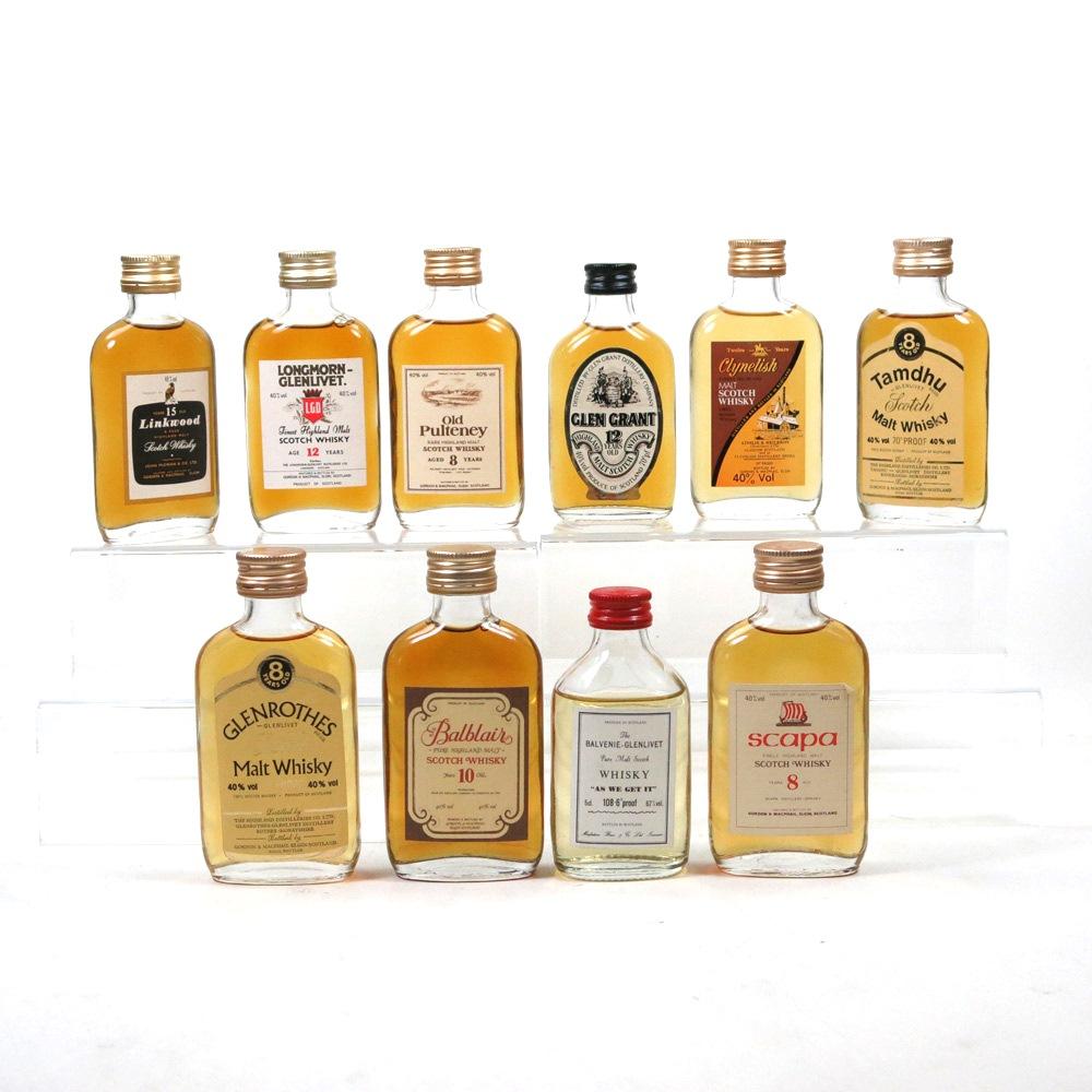 Single Malt Miniature 1970/80s Selection 10 x 5cl / Including 1970s Balvenie