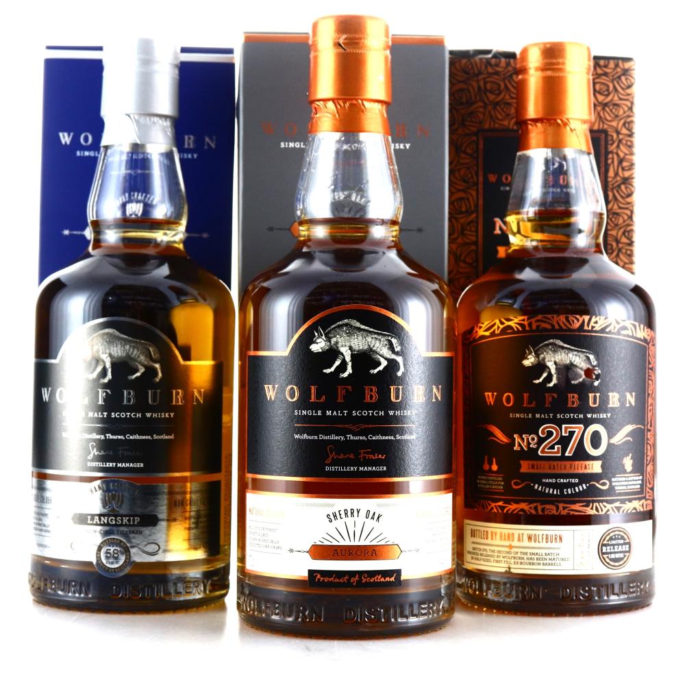 Wolfburn Aurora, Langskip & No.270 3 x 70cl