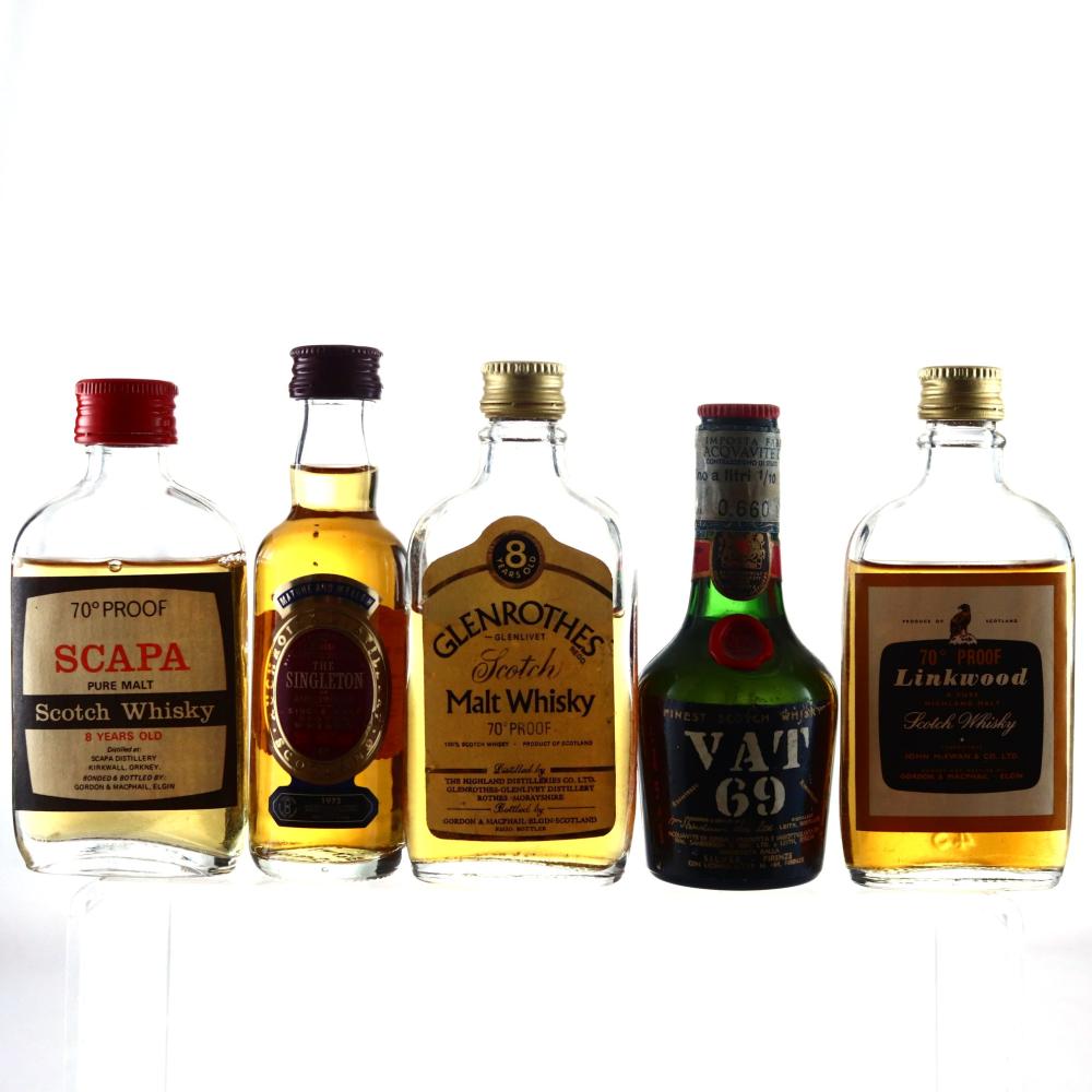 Scotch Whisky Miniatures x 5 / includes Scapa 8 Year Old