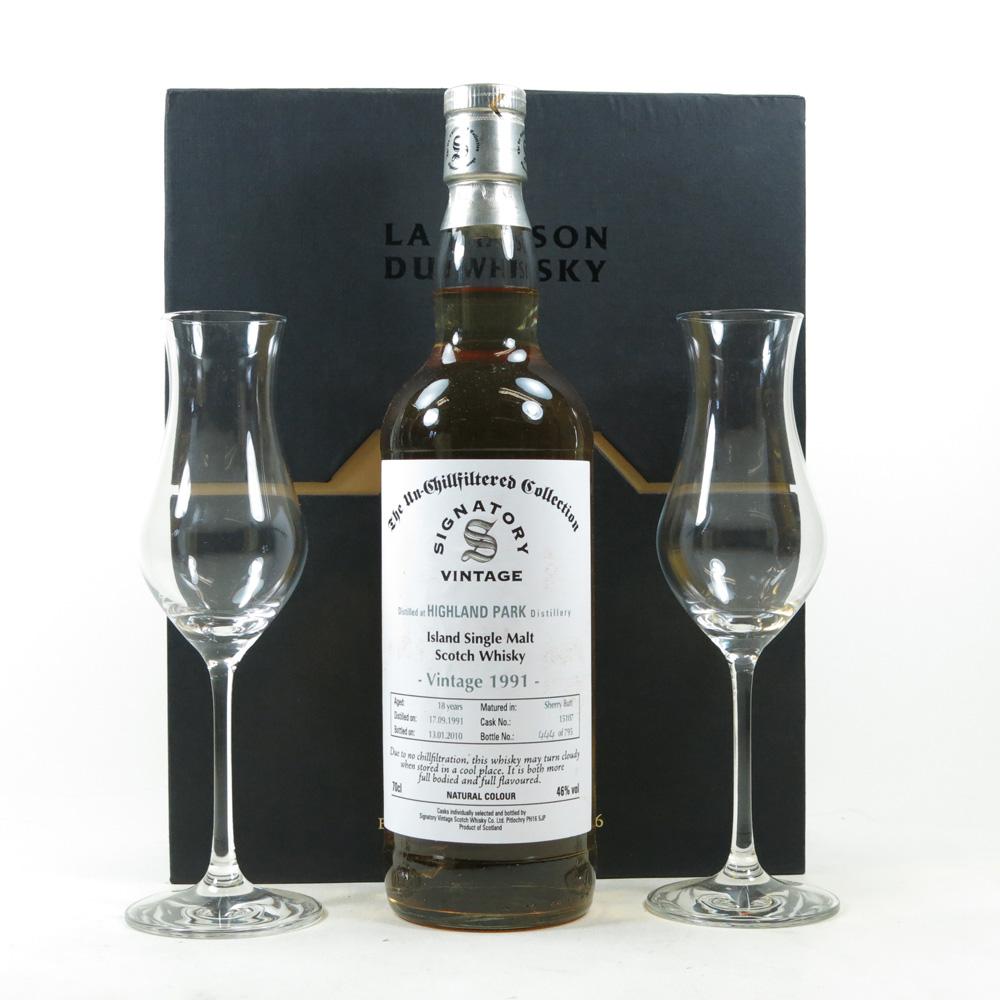 Highland Park 1991 Signatory Vintage 18 Year Old with Nosing Glasses
