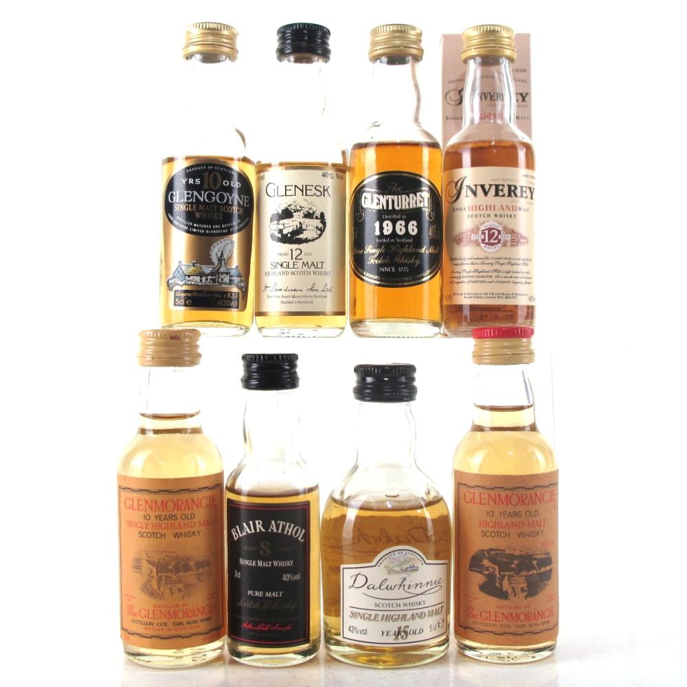 Highland Single Malt Miniatures x 8 / includes Glenesk 12 Year Old