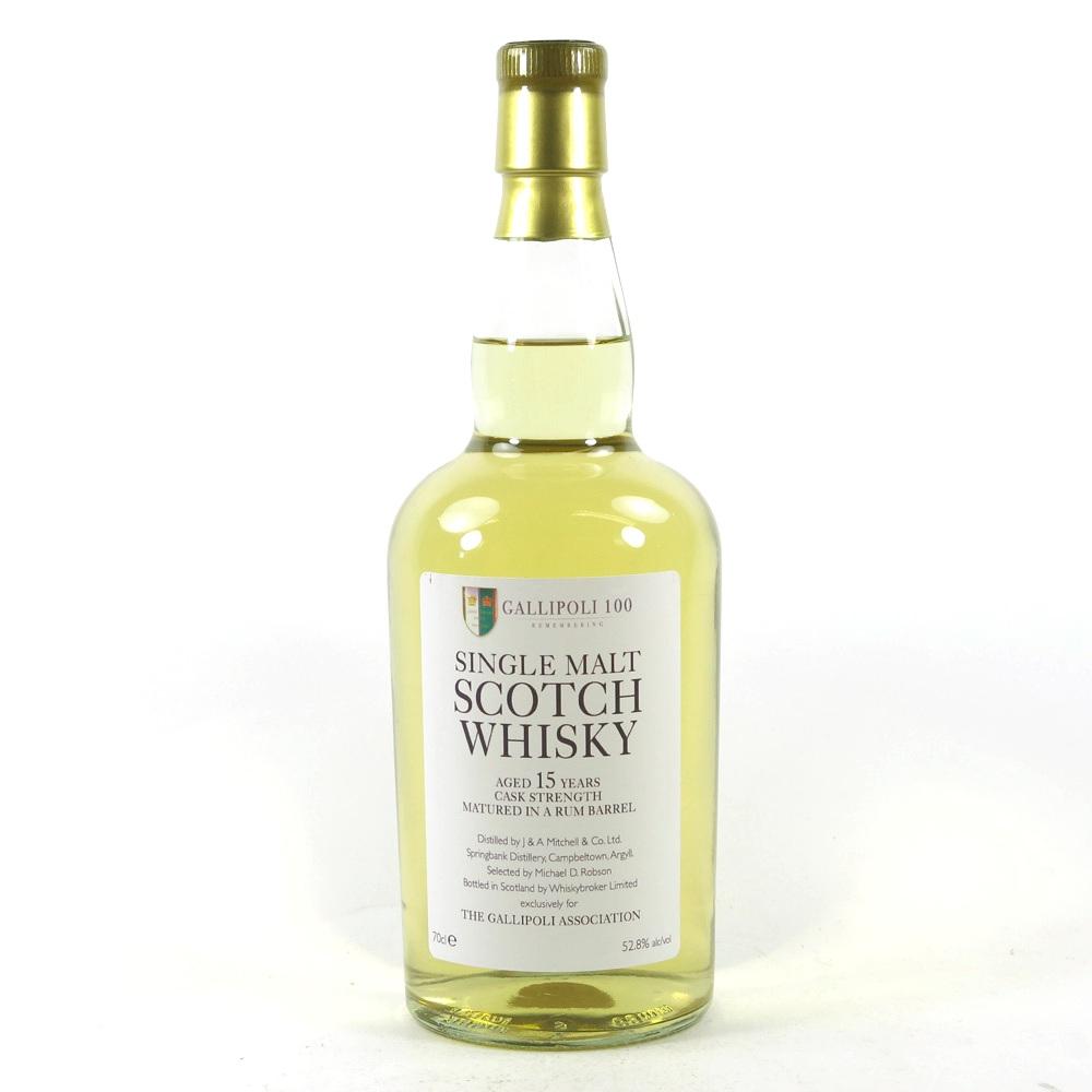 Springbank 15 Year Old Rum Cask Whisky Broker / Gallipoli Association