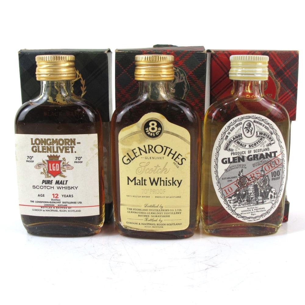 Speyside Gordon and MacPhail Miniature Selection 1970s x 3