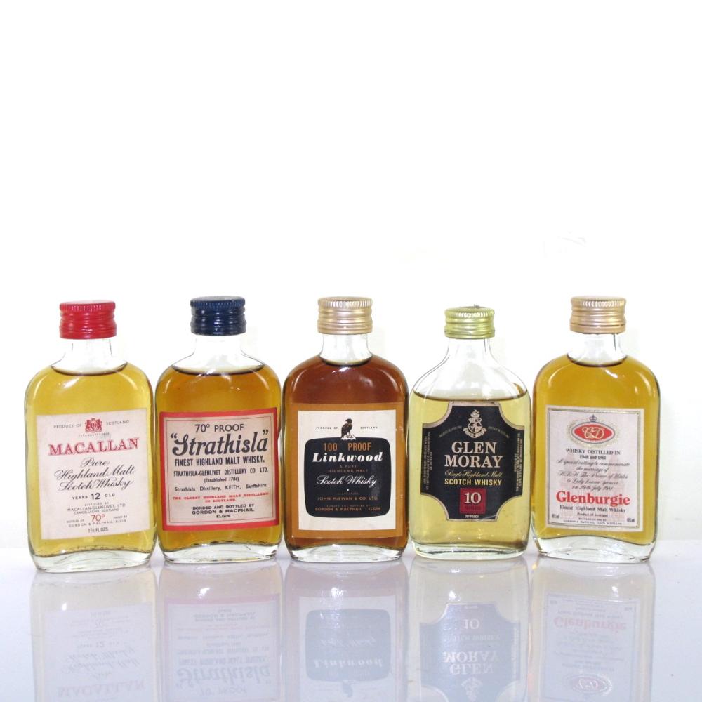 Miscellaneous 1960/70s Speyside Single Malts 4 x Miniature  / Macallan 12 Year Old 70° Proof