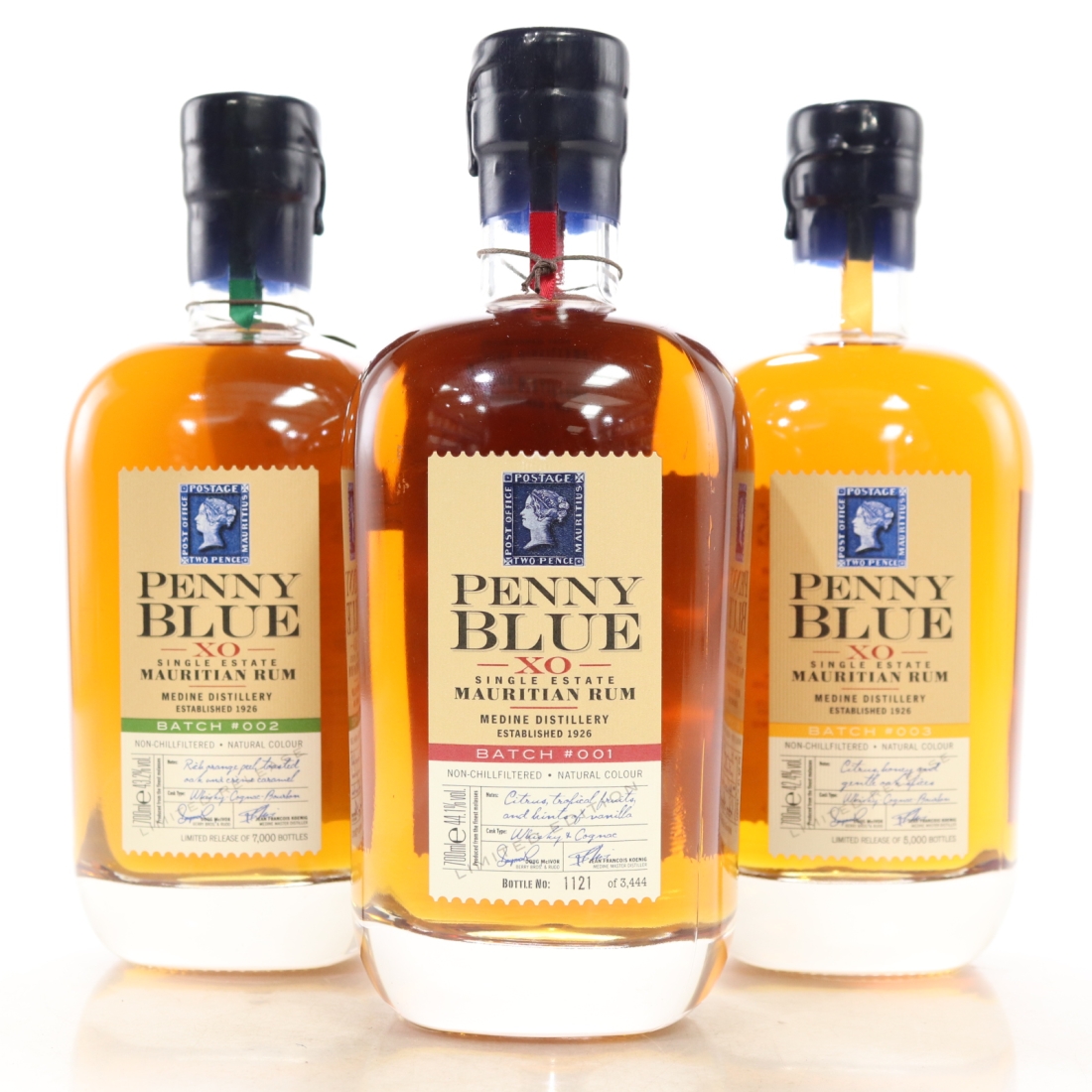 Medine Penny Blue XO Mauritian Rum 3 x 70cl / Batch #1, #2 & #3 