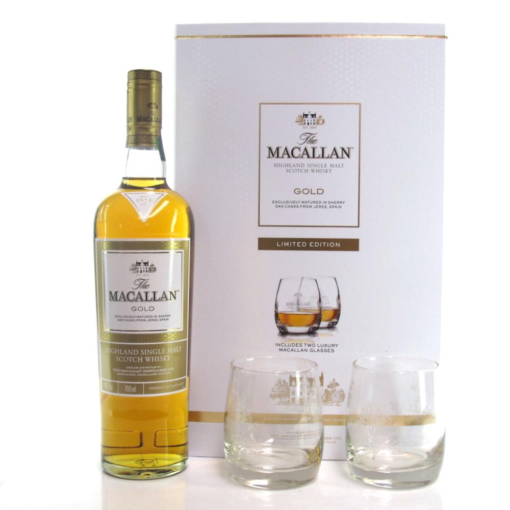 Macallan Gold Gift Pack / includes 2 x Glasses