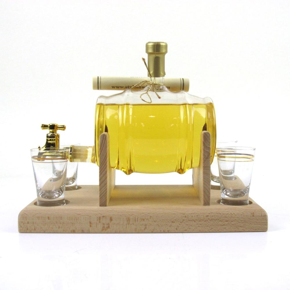 Highland Malt Whisky Glass Cask Decanter / Including 4 Glasses