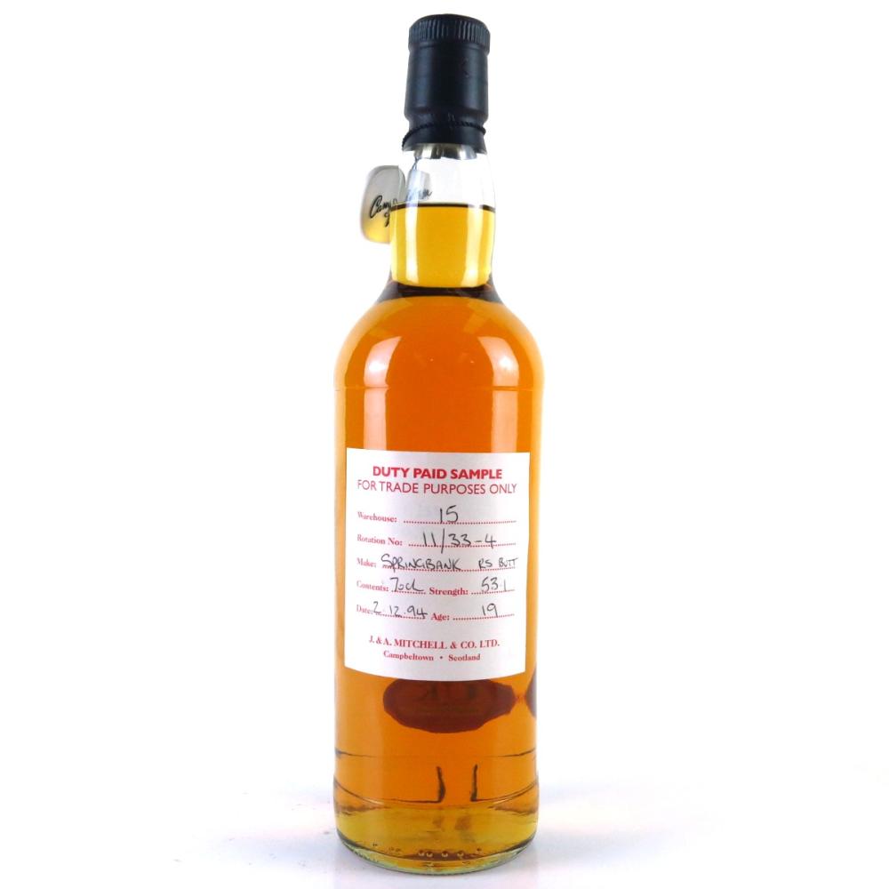 Springbank 1994 Duty Paid Sample 19 Year Old