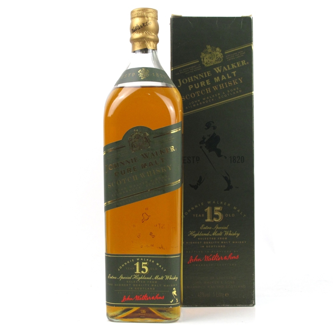 Johnnie Walker Green Label 15 Year Old 1 Litre Crica 1990s
