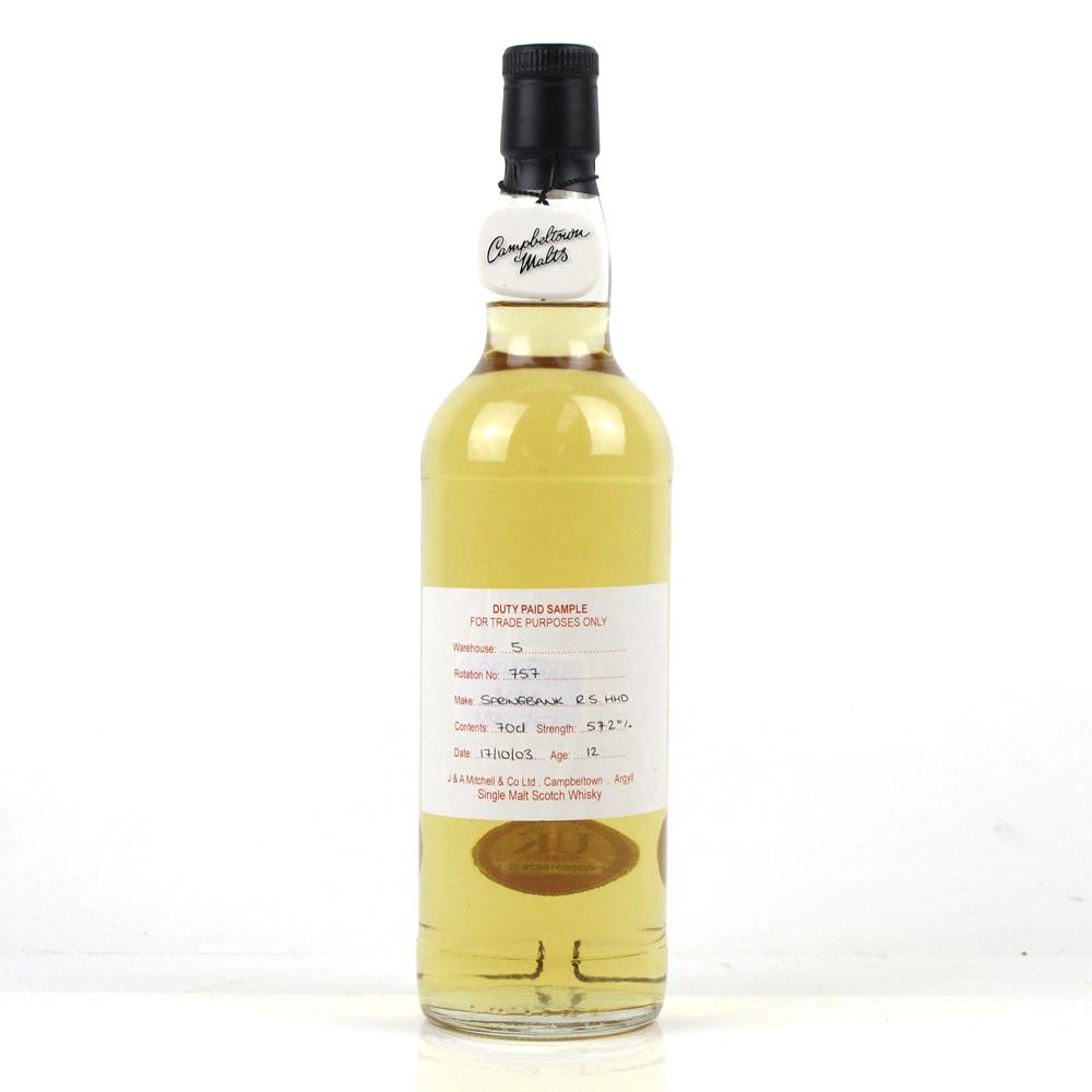 Springbank 2003 Duty Paid Sample 12 Year Old / Refill Sherry Hogshead