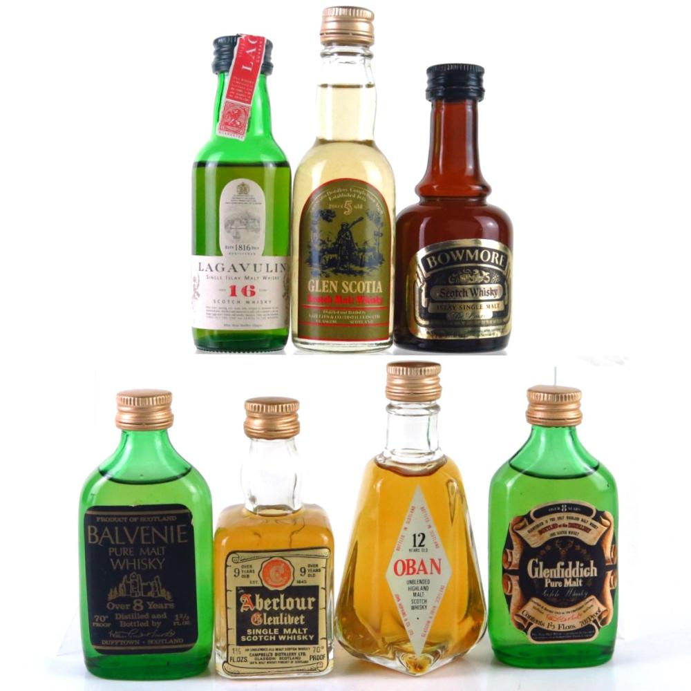 Miscellaneous 1970s/1980s Single Malt Miniature Selection x 7