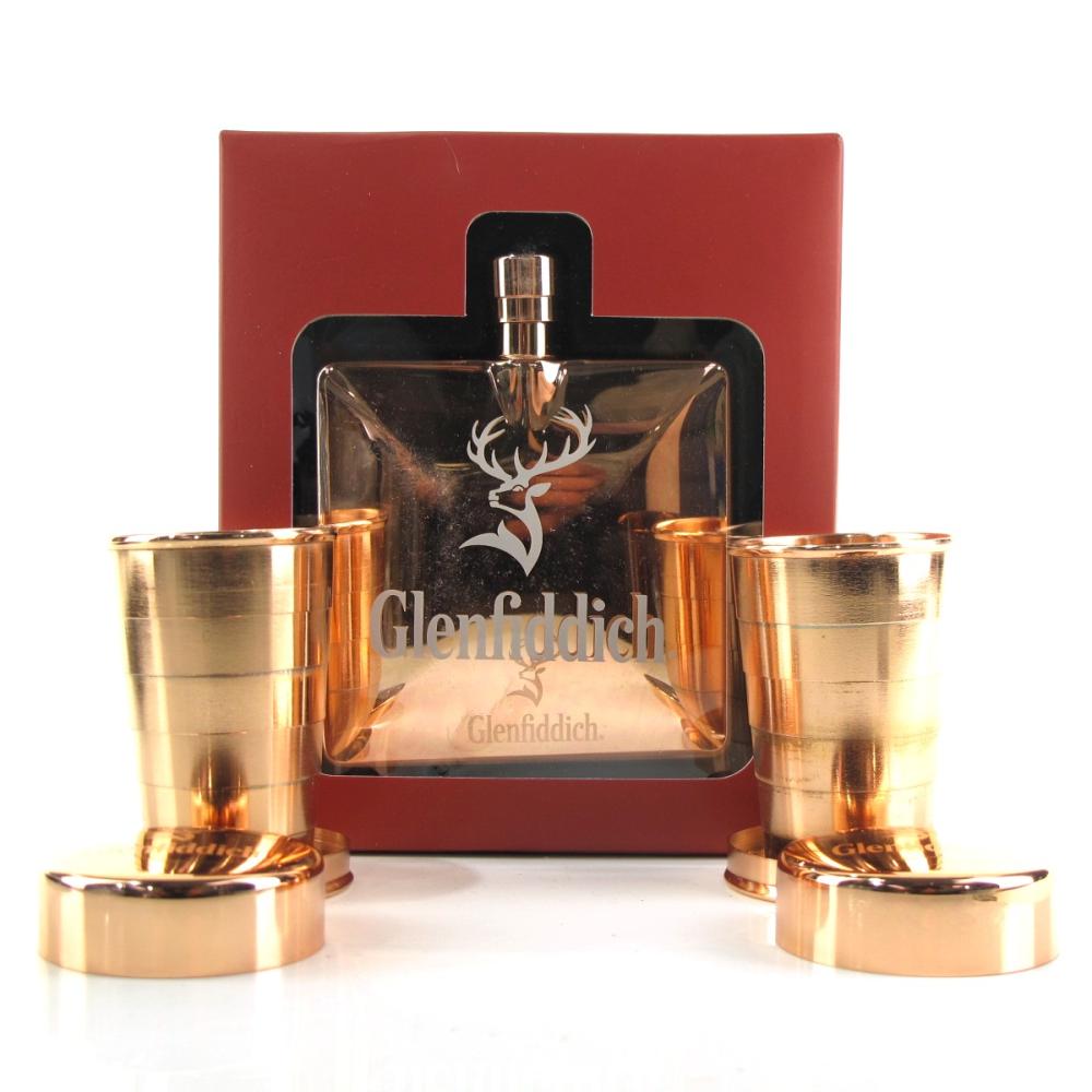 Glenfiddich Hip Flask and Copper Tasting Cups x 2