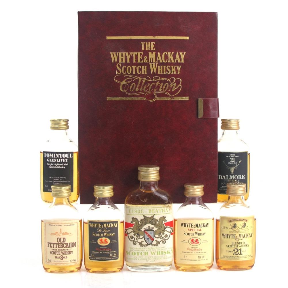 Whyte and Mackay Scotch Whisky Collection 6 x 5cl & Uisge Beatha Miniature 1970s
