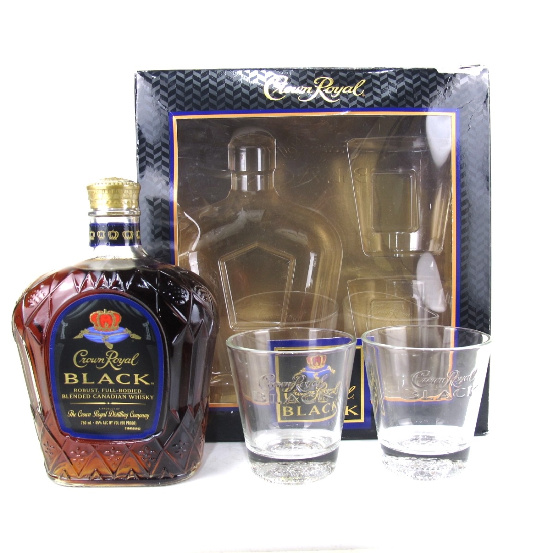 Crown Royal Black Gift Box / Including 2 Glasses