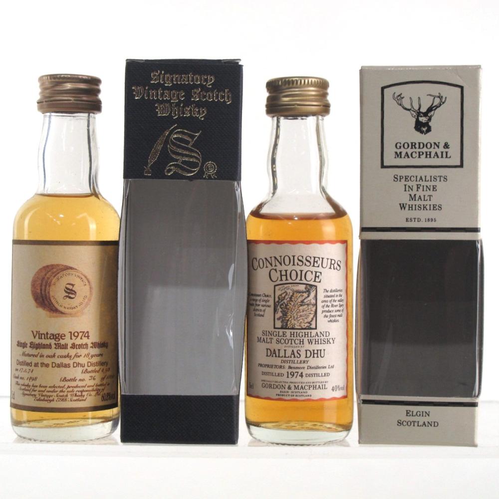 Dallas Dhu 1974 Gordon and MacPhail & Signatory Vintage Miniature Selection 2 x 5cl