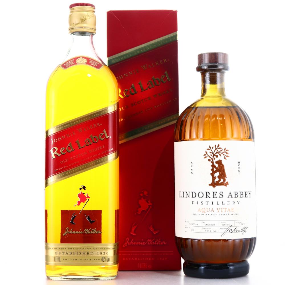 Lindores Abbey Aqua Vitae Batch #1 & Johnnie Walker Red Label 1 Litre
