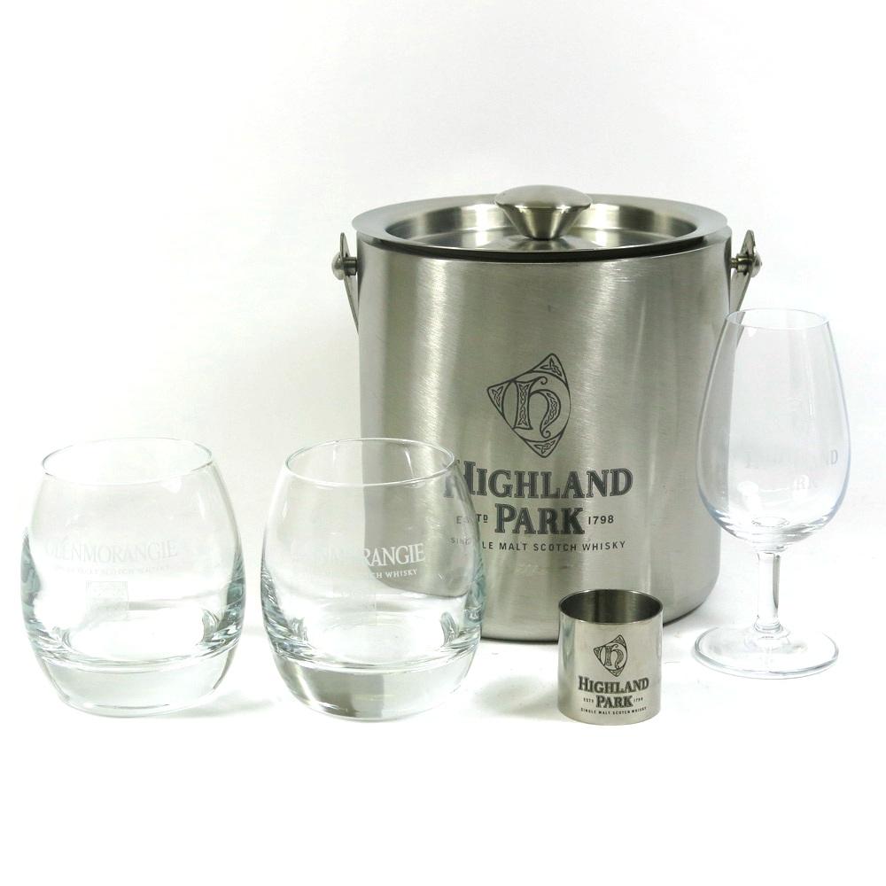Highland Park Ice Bucket / Glasses / Measure and Glenmorangie Glasses