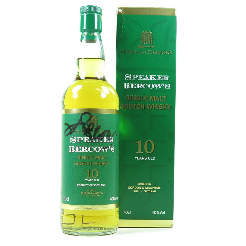House of Commons Speaker Bercow's 10 Year Old Single Malt / Signed