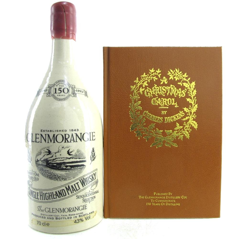 Glenmorangie 21 Year Old Sesquicentennial Decanter / with A Christmas Carol Book
