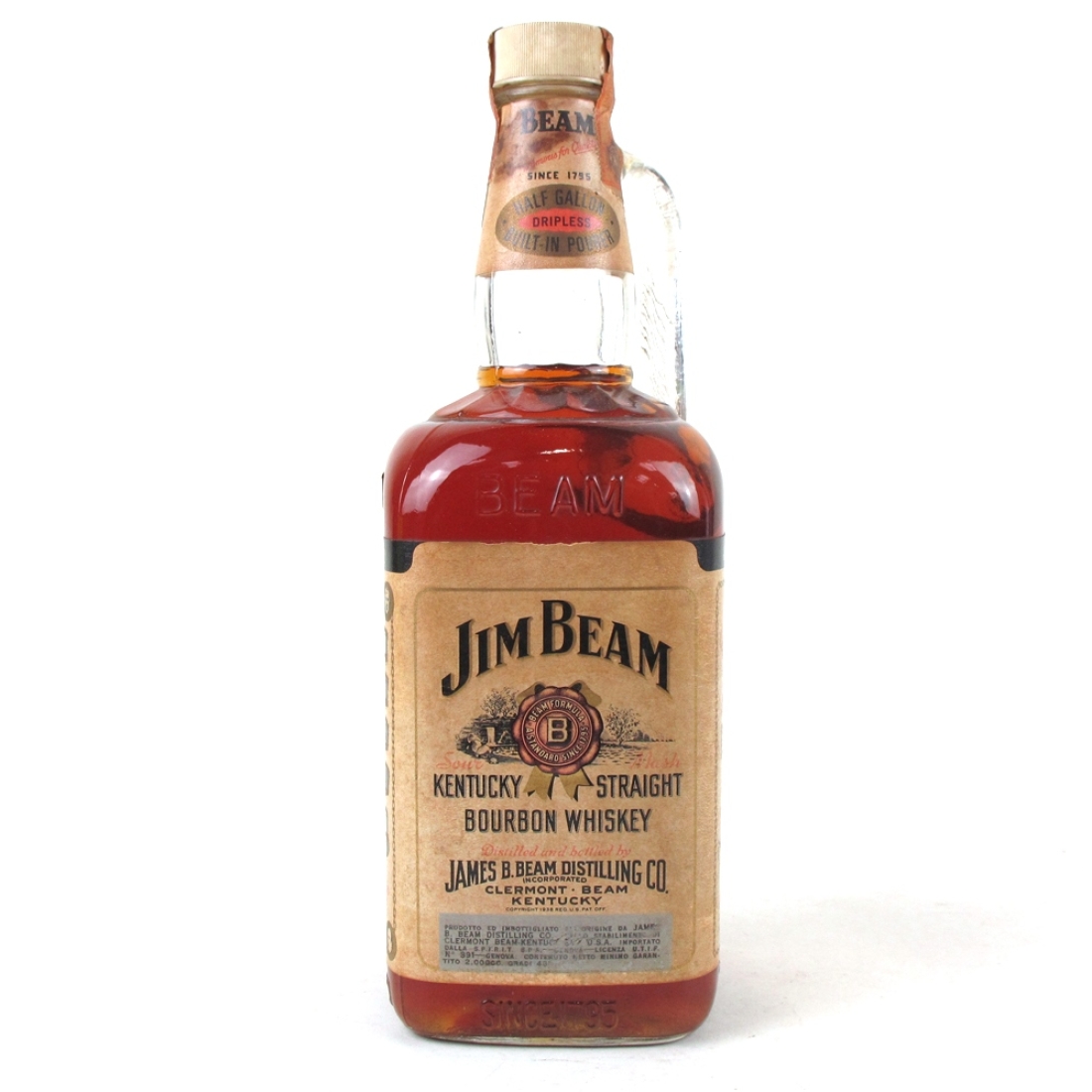 Jim Beam White Lable Half Gallon 1970s