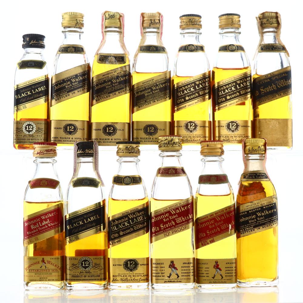 Johnnie Walker Red& Black Label Miniatures x 12