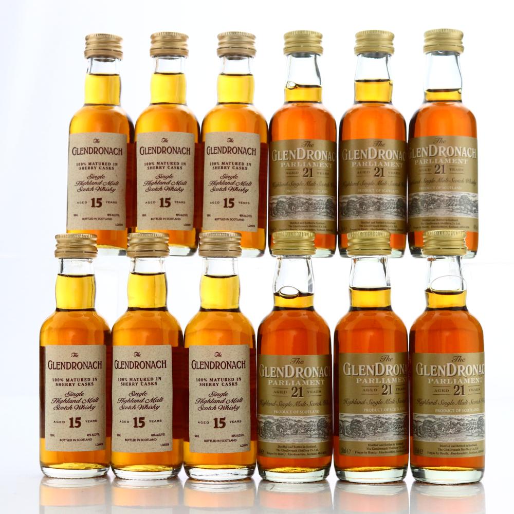 Glendronach 15 & 21 Year Old Minaitures x 12