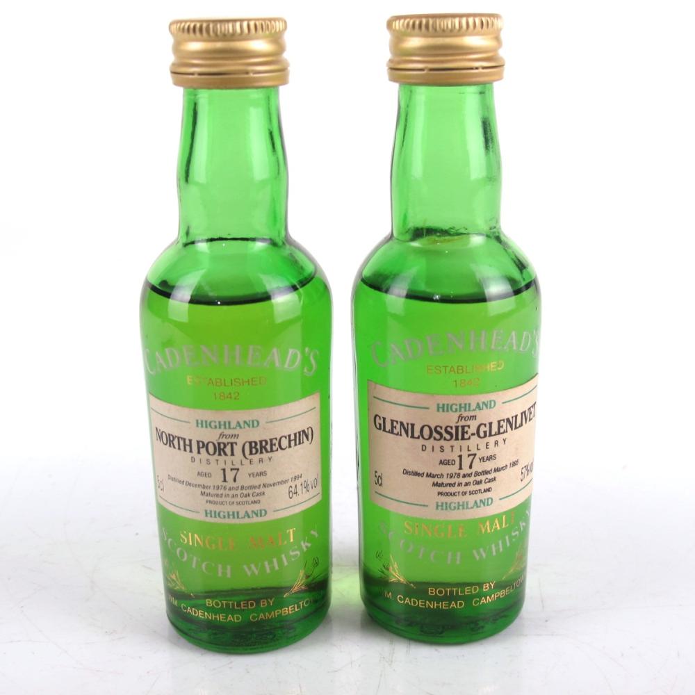 North Port 1976 and Glenlossie 1978 Cadenhead's 17 Year Old Miniatures 2 x 5cl