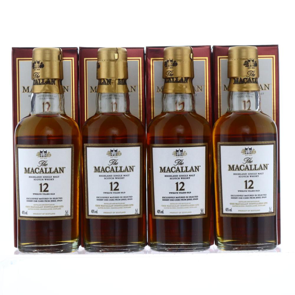 Macallan 12 Year Old Sherry Oak Miniature x 4