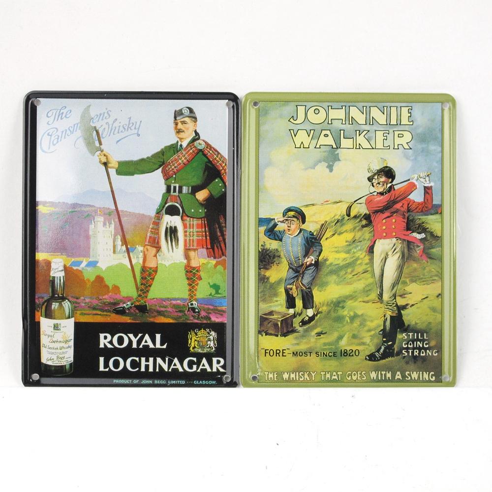 Johnnie Walker and Royal Lochnagar Advertising Magnet Postcards