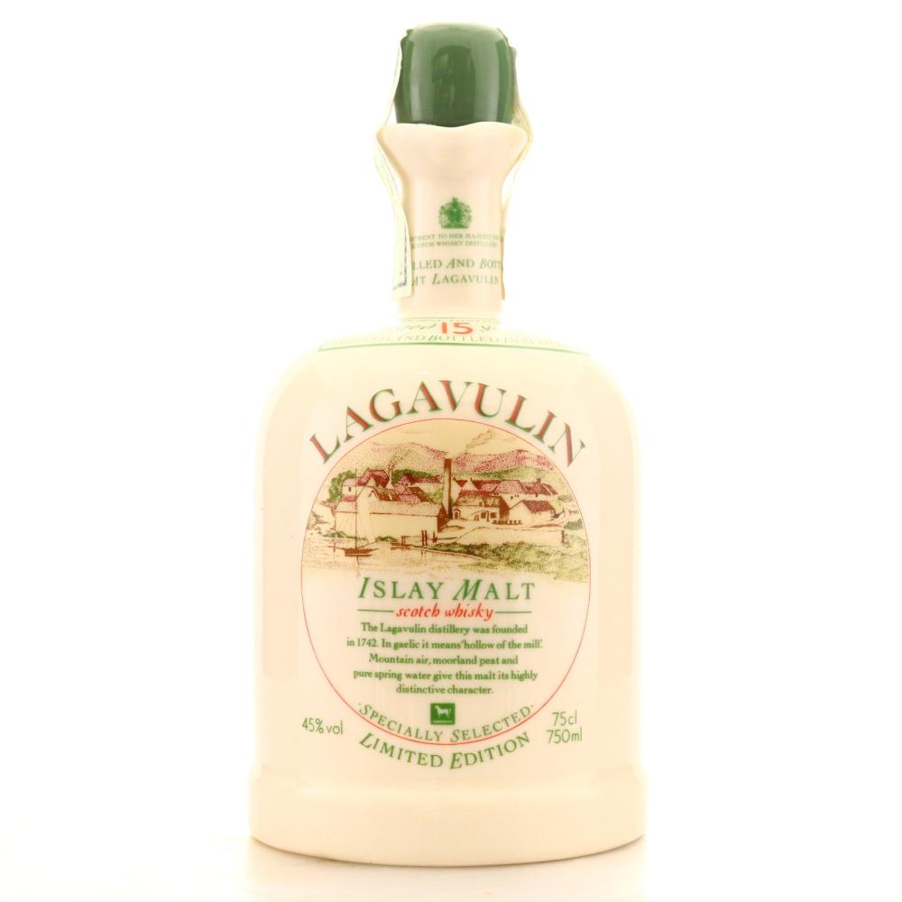 Lagavulin 15 Year Old White Horse Ceramic Decanter 1980s