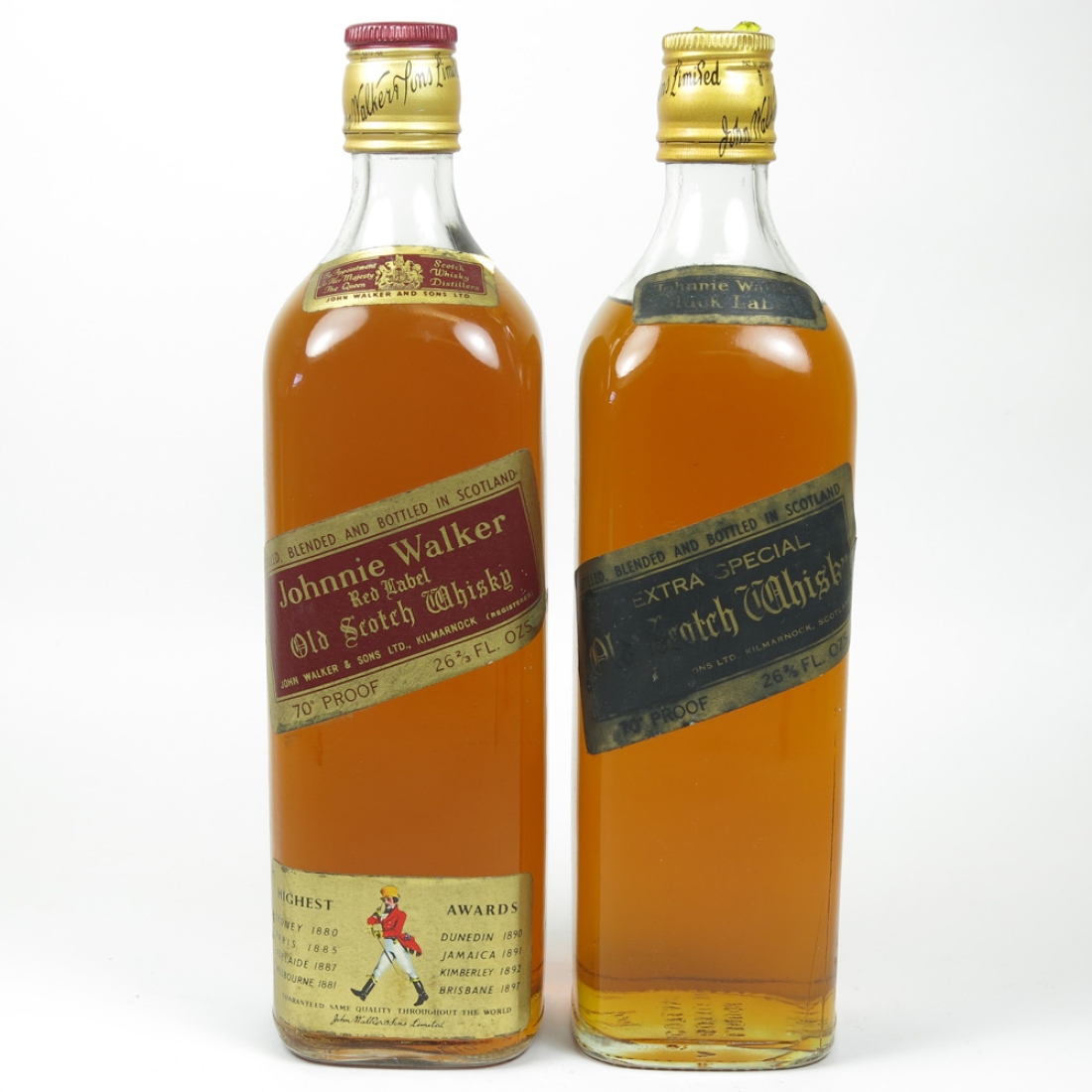 Johnnie Walker Red/Black Label 1970s 2x 26 2/3 Fl Ozs