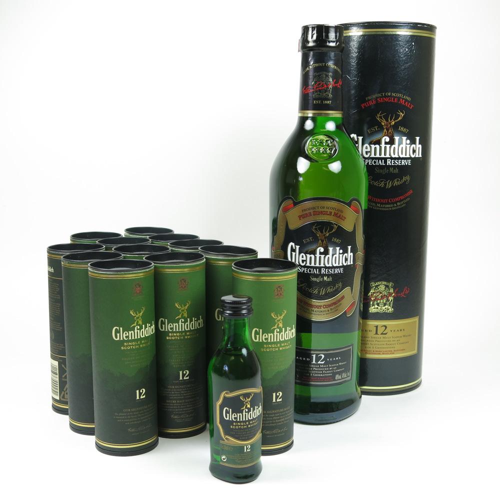Glenfiddich 12 Year Old and Miniatures x 12