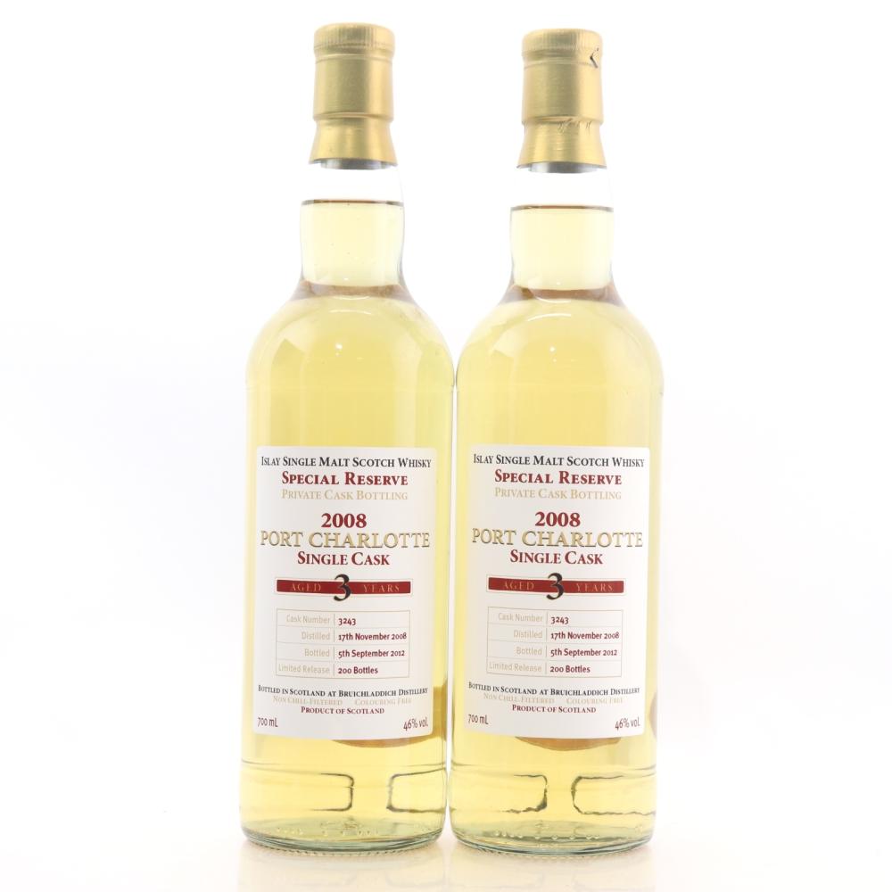 Port Charlotte 2008 Private Cask 3 Year Old #3243 2 x 70cl