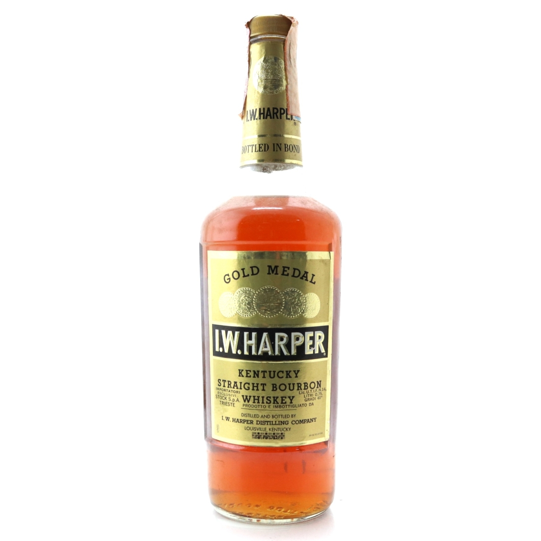 I.W. Harper Gold Medal Bottled in Bond Kentucky Bourbon 1970s / Stock Import