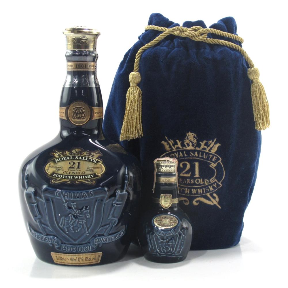 Chivas 21 Year Old Royal Salute Sapphire Flagon / with Miniature 5cl