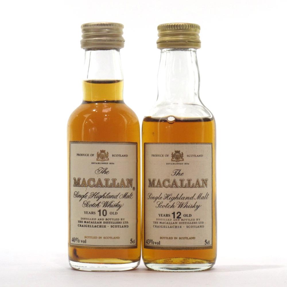 Macallan 10 & 12 Year Old Miniature 2 x 5cl 1980s
