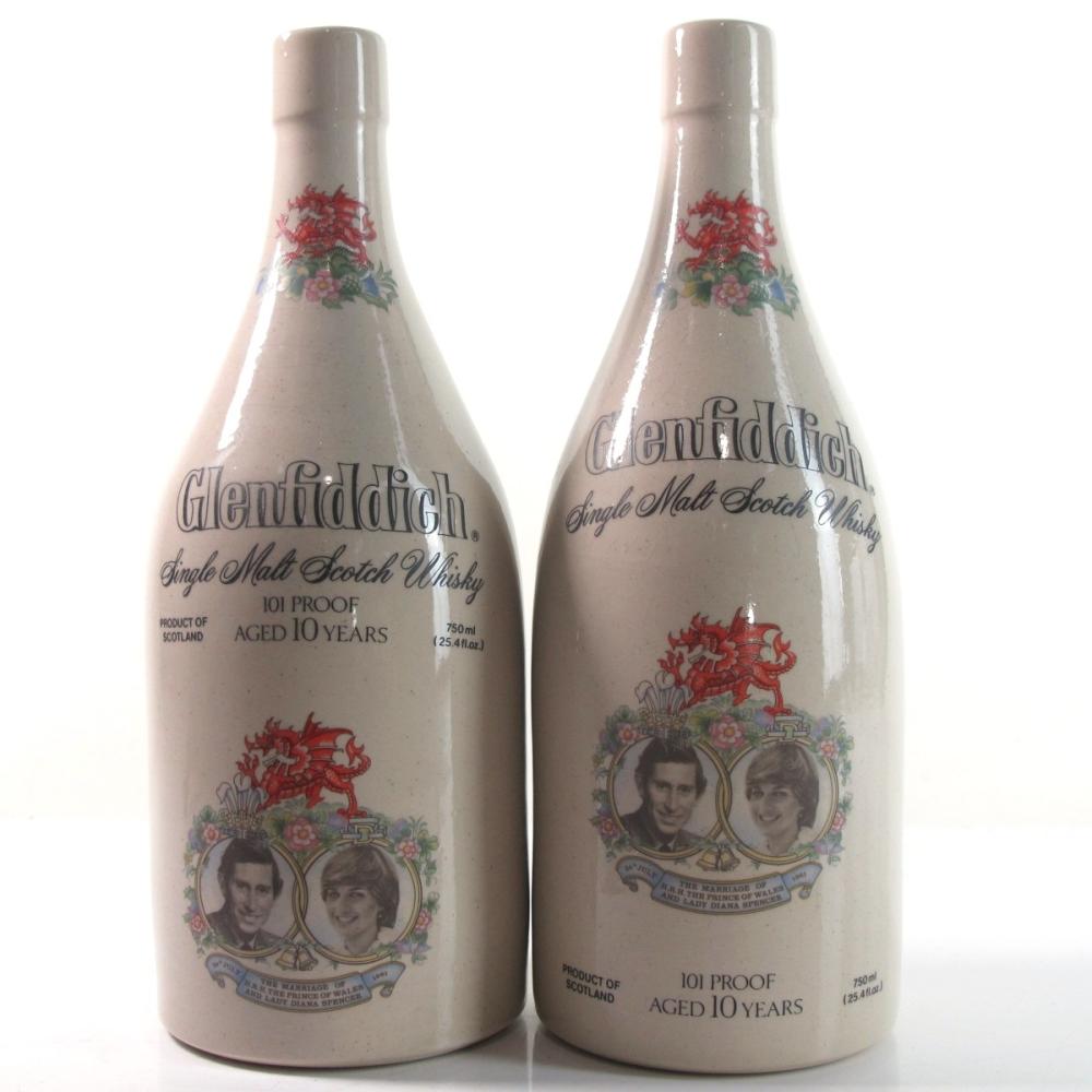 Glenfiddich 10 Year Old Charles and Diane Stoneware Decanter 2 x EMPTY DECANTERS