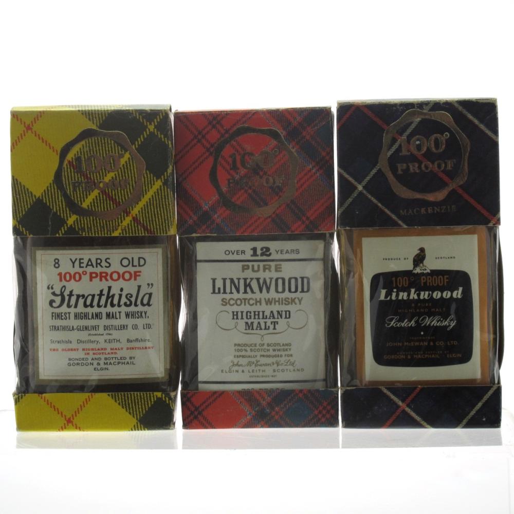Strathisla & Linkwood Gordon & MacPhail 1970s Miniatures 3 x 5cl