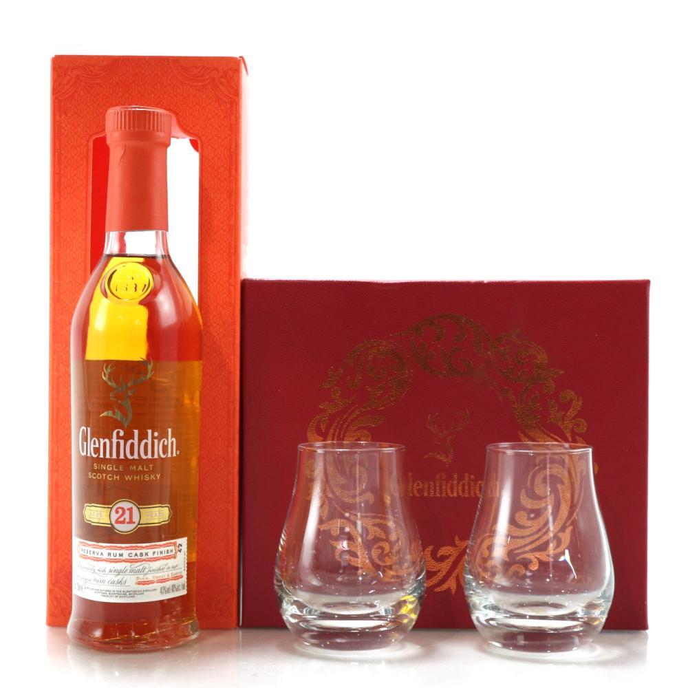 Glenfiddich 21 Year Old Reserva Rum Cask Finish 20cl / with 2 x Glasses