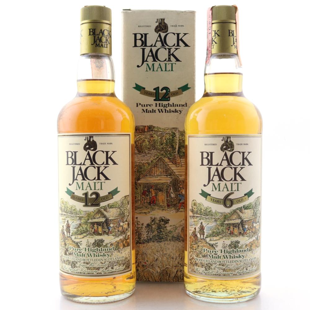 Black Jack 6 & 12 Year Old Pure Highland Malt 2 x 75cl 1980s / Fabbri Import