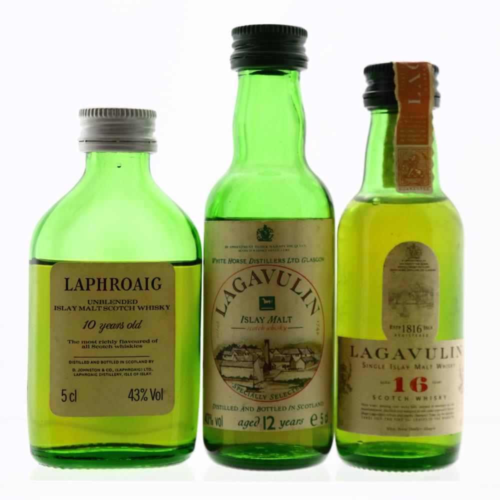 Lagavulin & Laphroaig 1990s/80s Miniature Collection 3 x 5cl