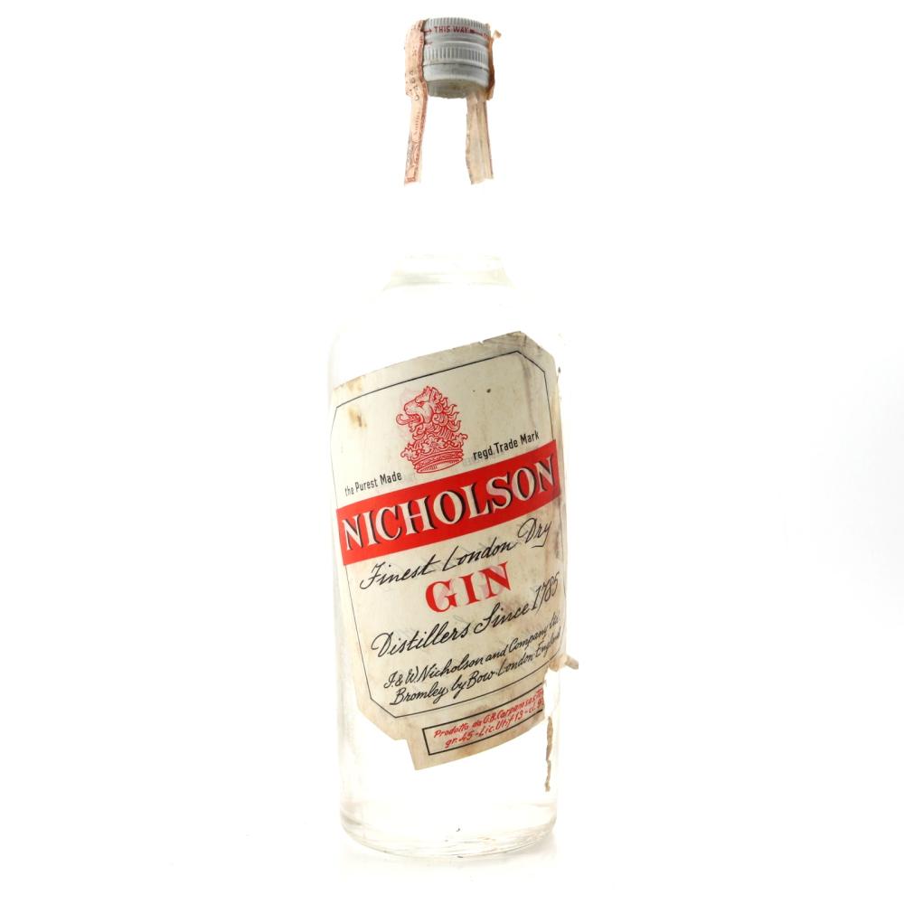 Nicholson Finest London Dry Gin 1 Litre 1960s