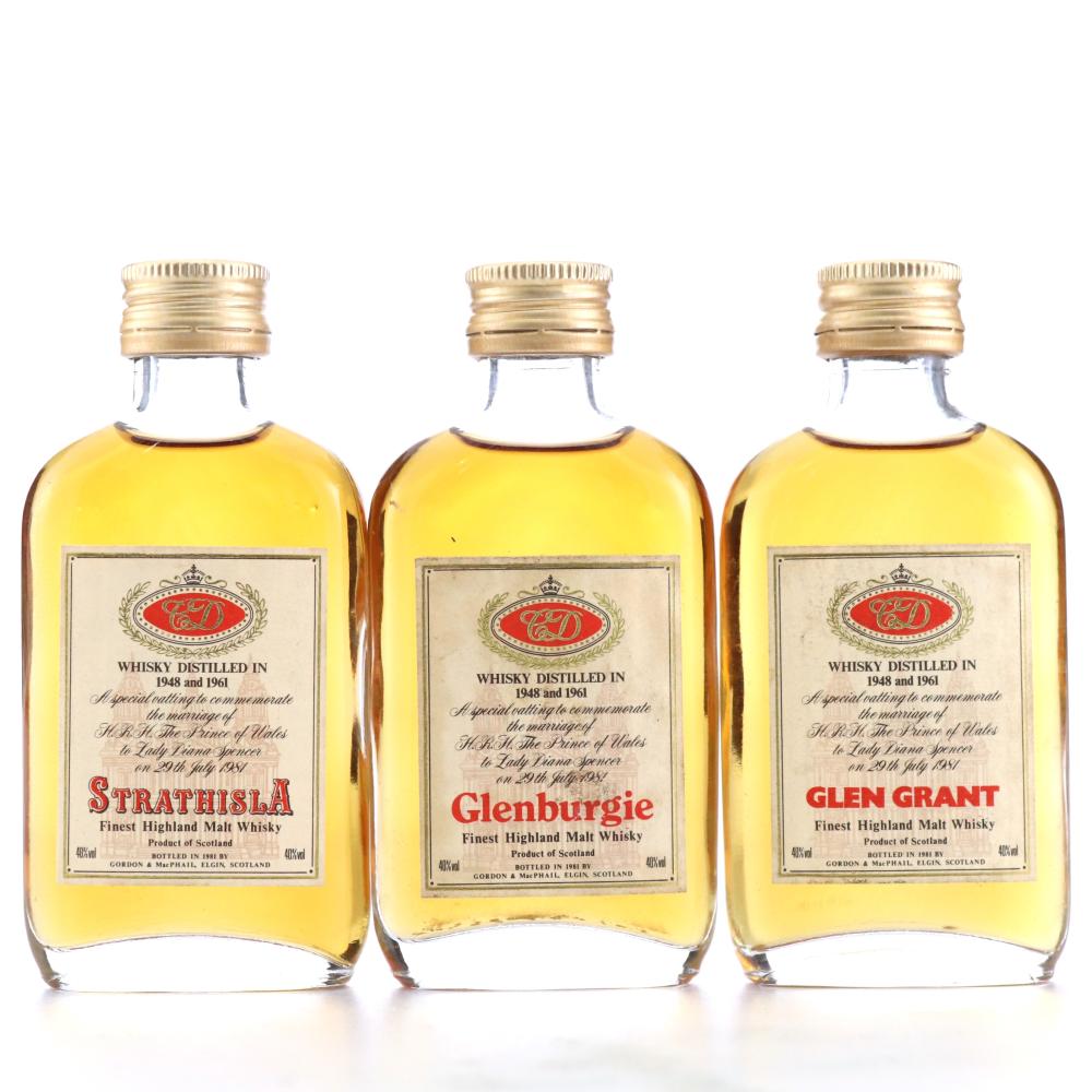 Royal Wedding 1948/1961 Vintage Single Malt Miniature Collection 3 x 5cl